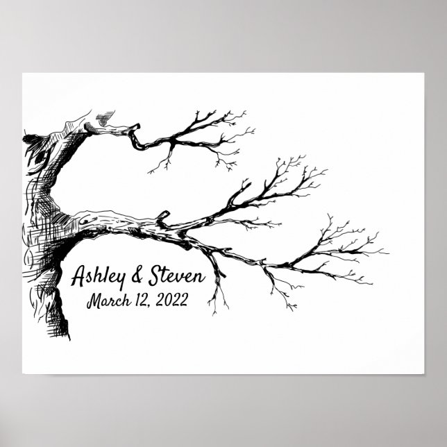 Poster Sketch Thumbprint Tree Guest Book (Frente)