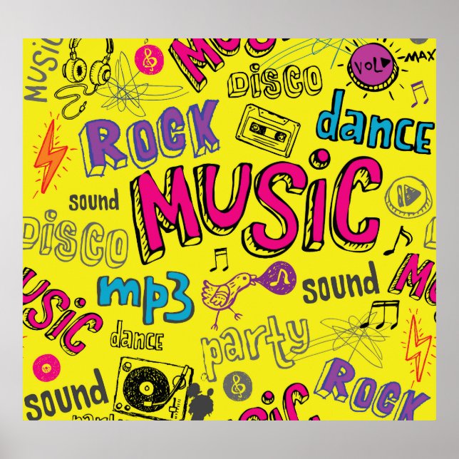 Poster Sketchy Music Doodles - Fundo Invisível (Frente)