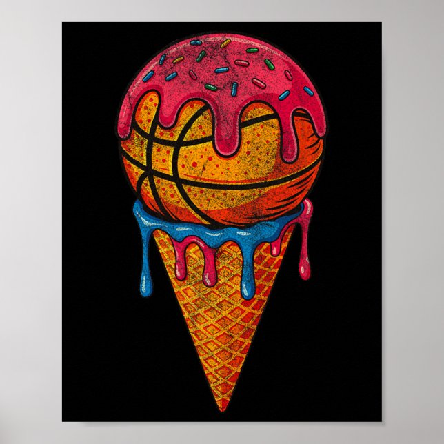 Poster Sketll Ice Cream Cone Fun Drip Sprinkles  (Frente)