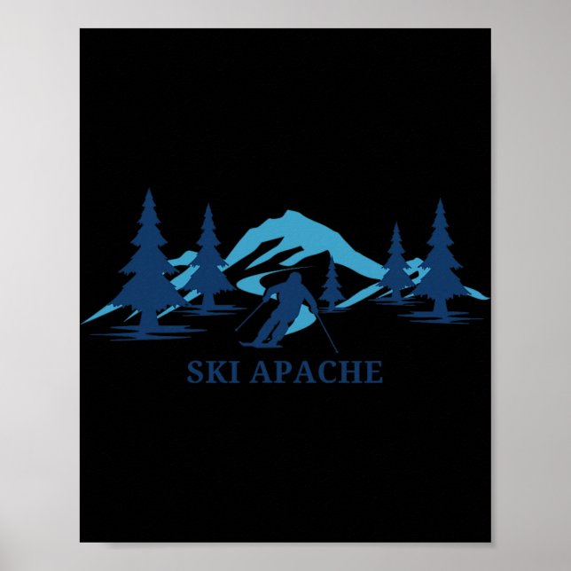 Poster Ski Apache New Mexico Ski Resort Skiing Skier  (Frente)