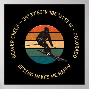 Poster Ski Beaver Creek, Colorado - Texto Amarelo Homem S