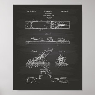 Pôster Ski Binding 1940 Patent Art - Chalkboard