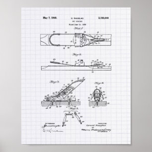 Pôster Ski Binding 1940 Patent Art - Lined Peper
