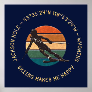 Poster Ski Jackson Hole, Wyoming - Esquiadora Mulher A Es