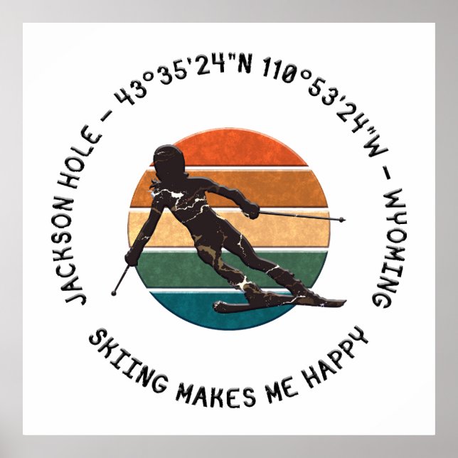 Poster Ski Jackson Hole, Wyoming - Esquiadora Mulher De B (Frente)