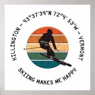 Poster Ski Killington, Vermont - Man Skier, Black Text