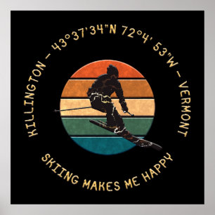 Poster Ski Killington, Vermont - Man Skier, Texto Amarelo