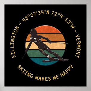 Poster Ski Killington, Vermont - Woman Skier, Texto Amare