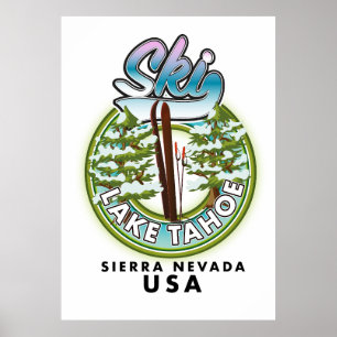 Poster Ski Lake Tahoe Sierra Nevada EUA