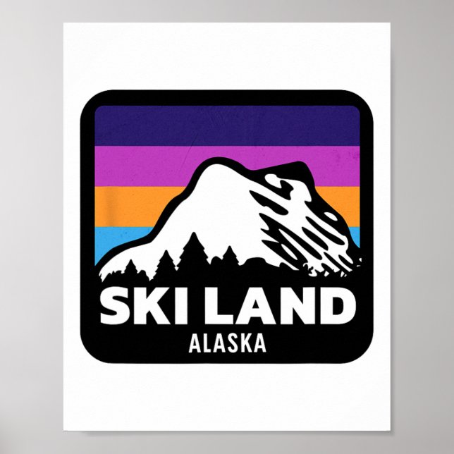 Poster Ski Land Fairbanks Alaska Skining Snowboard Fami (Frente)