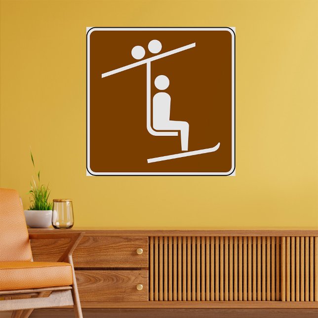 Poster Ski Lift Symbol Rustic Winter Sports Icon (Criador carregado)