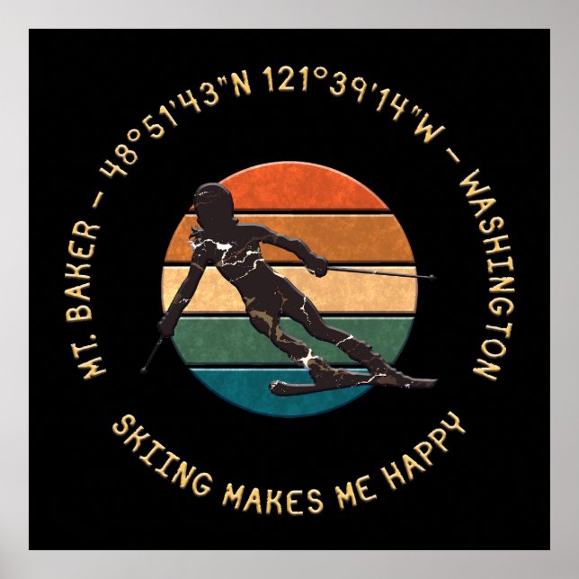 Poster Ski Mt. Baker, Washington - Mulher esquiadora no e (Frente)