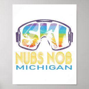 Poster Ski Nubs Nob Michigan Esquiando Férias