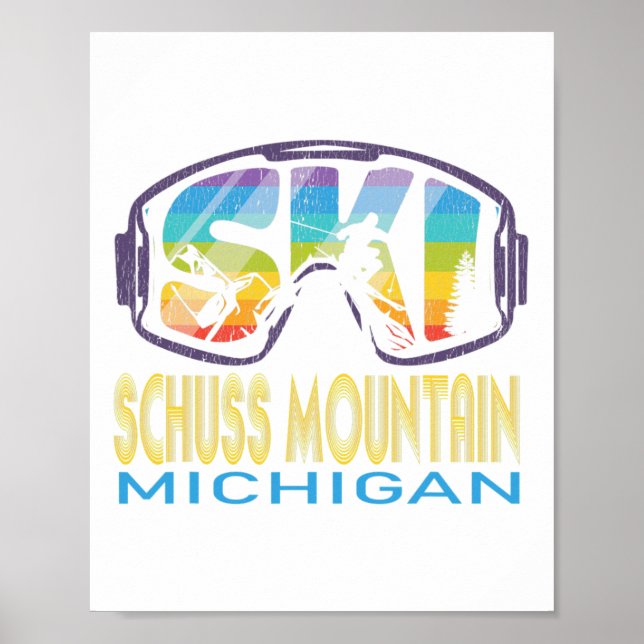 Poster Ski Schuss Mountain Michigan Skiing Vacation  (Frente)