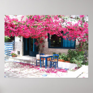 Poster skiathos town bougainvillea 1196