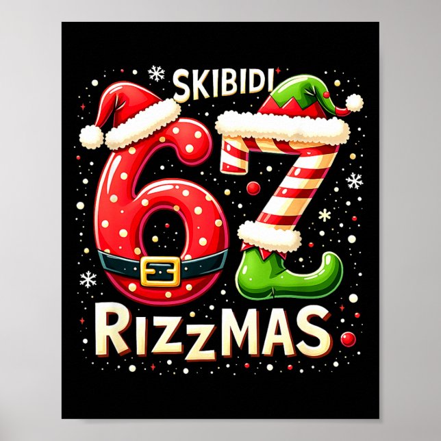 Poster Skibidi 67 Rizzmas Christmas Meme Funny Elf Santa  (Frente)