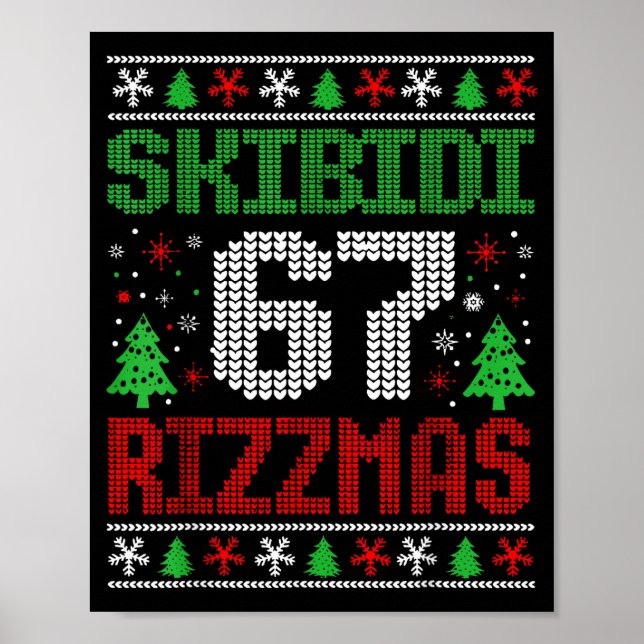 Poster Skibidi 67 Rizzmas Funny Six Seven Meme Christmas  (Frente)