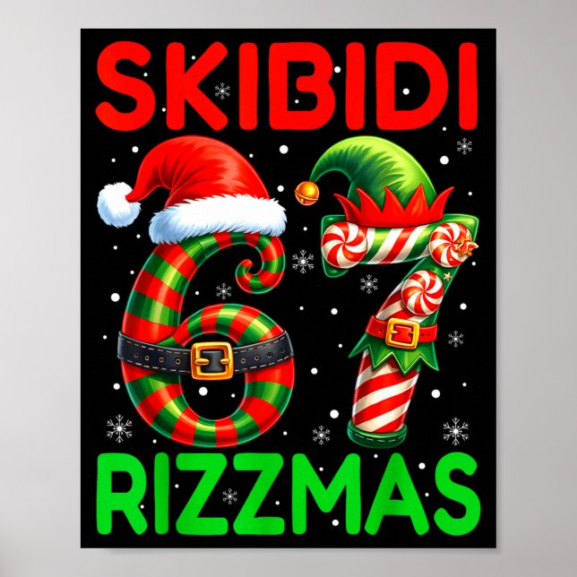 Poster Skibidi 67 Rizzmas Funny Six Seven Meme Christmas  (Frente)