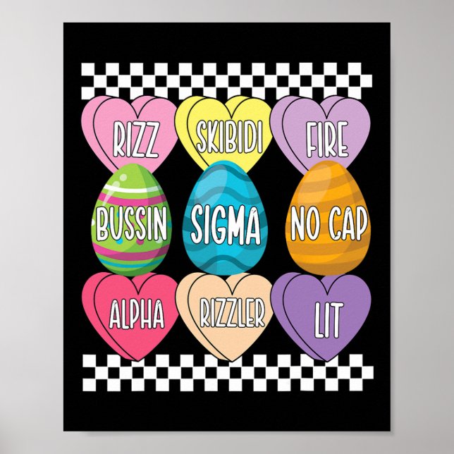 Poster Skibidi Easter Eggs Engraçado Rizz Memória Páscoa  (Frente)