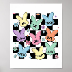 Poster Skibidi Easter Oveg Hunt Day Engraçado Nenhum Boné