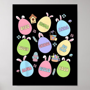 Poster Skibidi Páscoa Dia do Ovo Caça Engraçada Sem Boné 