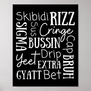 Poster Skibidi Rizz Crianças Engraçadas Rizz Bussin Gen Z