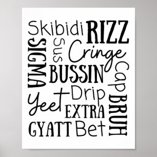 Poster Skibidi Rizz Crianças Engraçadas Rizz Bussin Gen Z