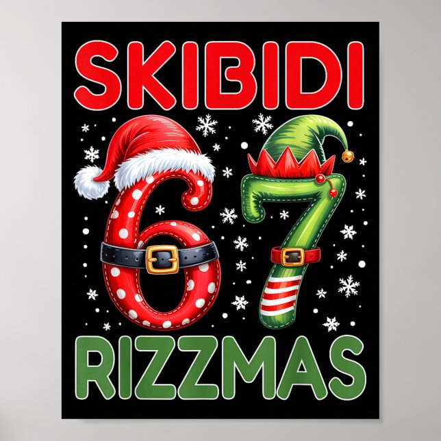 Poster Skibidi Rizzmas 67 Christmas Six Seven Xmas Funny  (Frente)