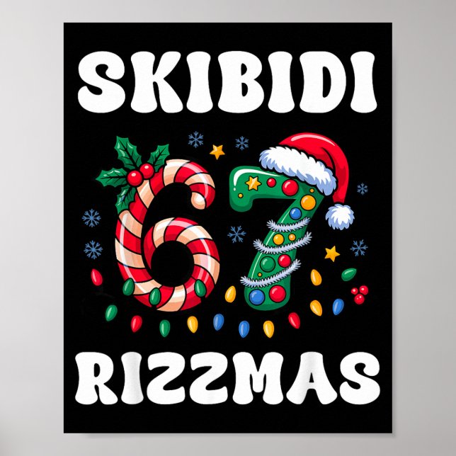 Poster Skibidi Rizzmas 67 Christmas Six Seven Xmas Funny  (Frente)