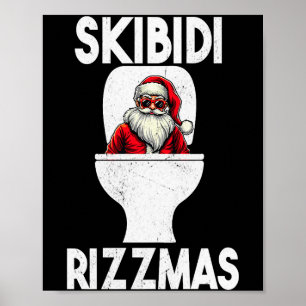 Poster Skibidi Rizzmas Engraçado Toalete Papai Noel Natal