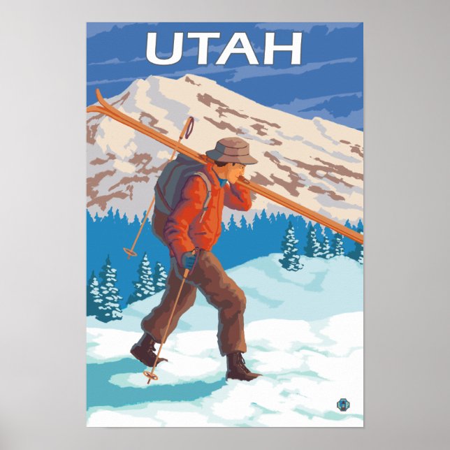 Poster Skier Carrying SkisUtah (Frente)