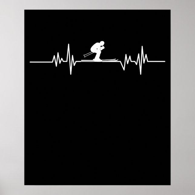 Poster Skier Heartbeat Esqui Snowboard Esportes de invern (Frente)