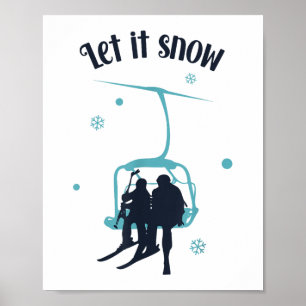 Poster Skiier Ski Retro Winter Deixe Neve Christma