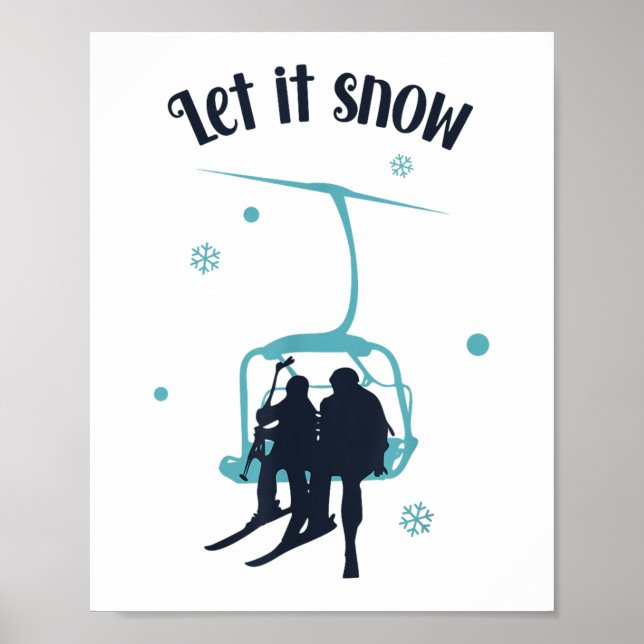 Poster Skiier Ski Retro Winter Deixe Neve Christma (Frente)