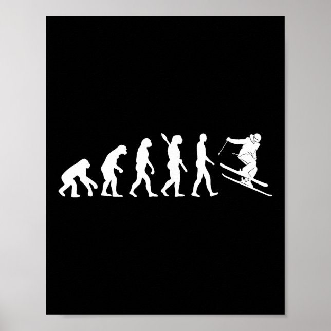 Poster Skiing Evolution Funny Skier Freestyle Ski Winter  (Frente)
