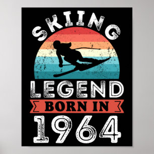 Poster Skiing Legend Girls Nascer 1964 60º Aniversário Gi