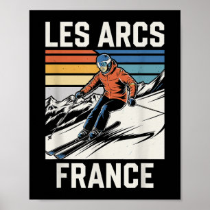 Poster Skiing Les Arcs France, French Mountain Ski Divert