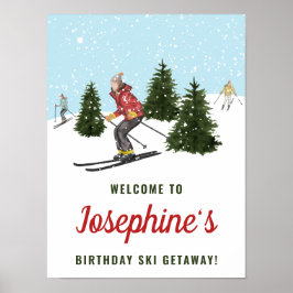 Poster Skiing Women Ski Trip Birthday Party Welcome