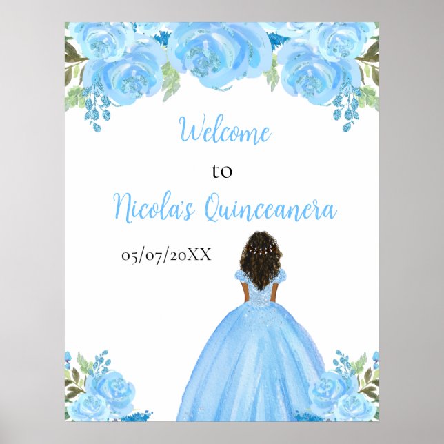 Poster Skin Princess Blue Quinceanera Bem-Vindo (Frente)