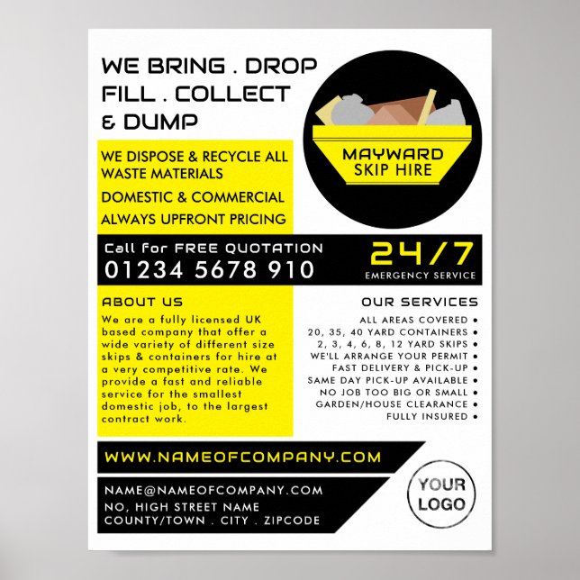 Poster Skip Amarelo, Skip/Dumpster Company (Frente)