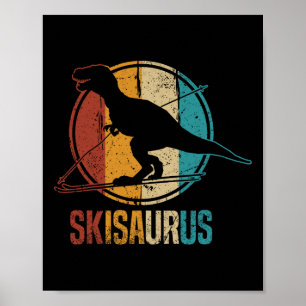 Poster Skisaurus Dinossauro Esquiando Divertido Esqui Din