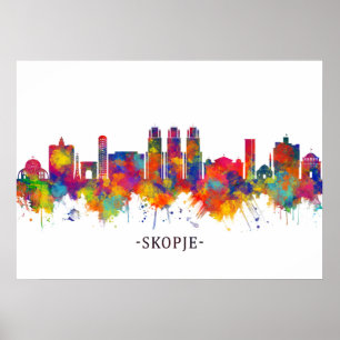Poster Skopje República da Macedônia Skyline