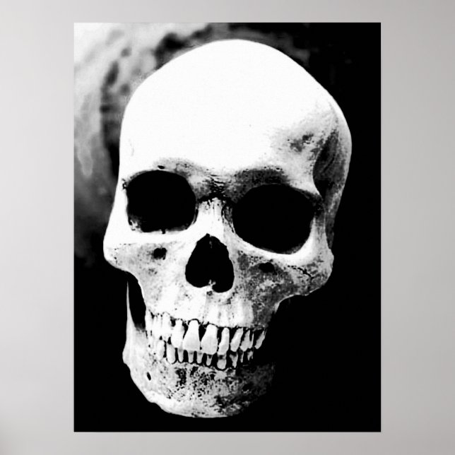 Poster Skull Black White Fantasy Metal Rock (Frente)