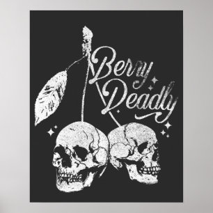 Poster Skull Cherry Spooky and Sweet Gothic Halloween