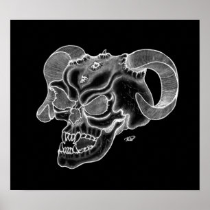 Poster Skull crânio de diabo preto sabe desenhos
