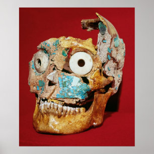 Pôster Skull decorated with a mosaic in turquoise