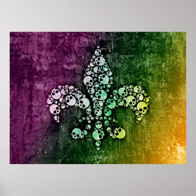 Pôster Skull Fleur De Lis (Frente)