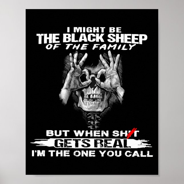 Poster Skull I Might Be The Black Retro Sheep Of The Fami (Frente)