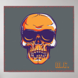 Pôster Skull M.C. Biker Eerie Orange