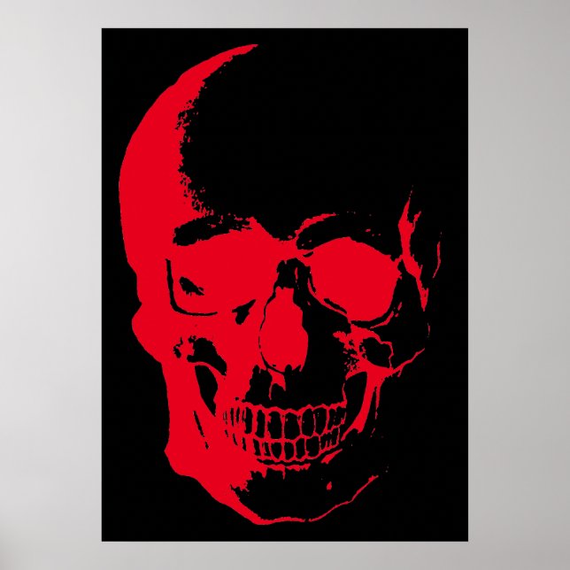 Pôster Skull Red Black Heavy Metal Rock Fantasy Art (Frente)